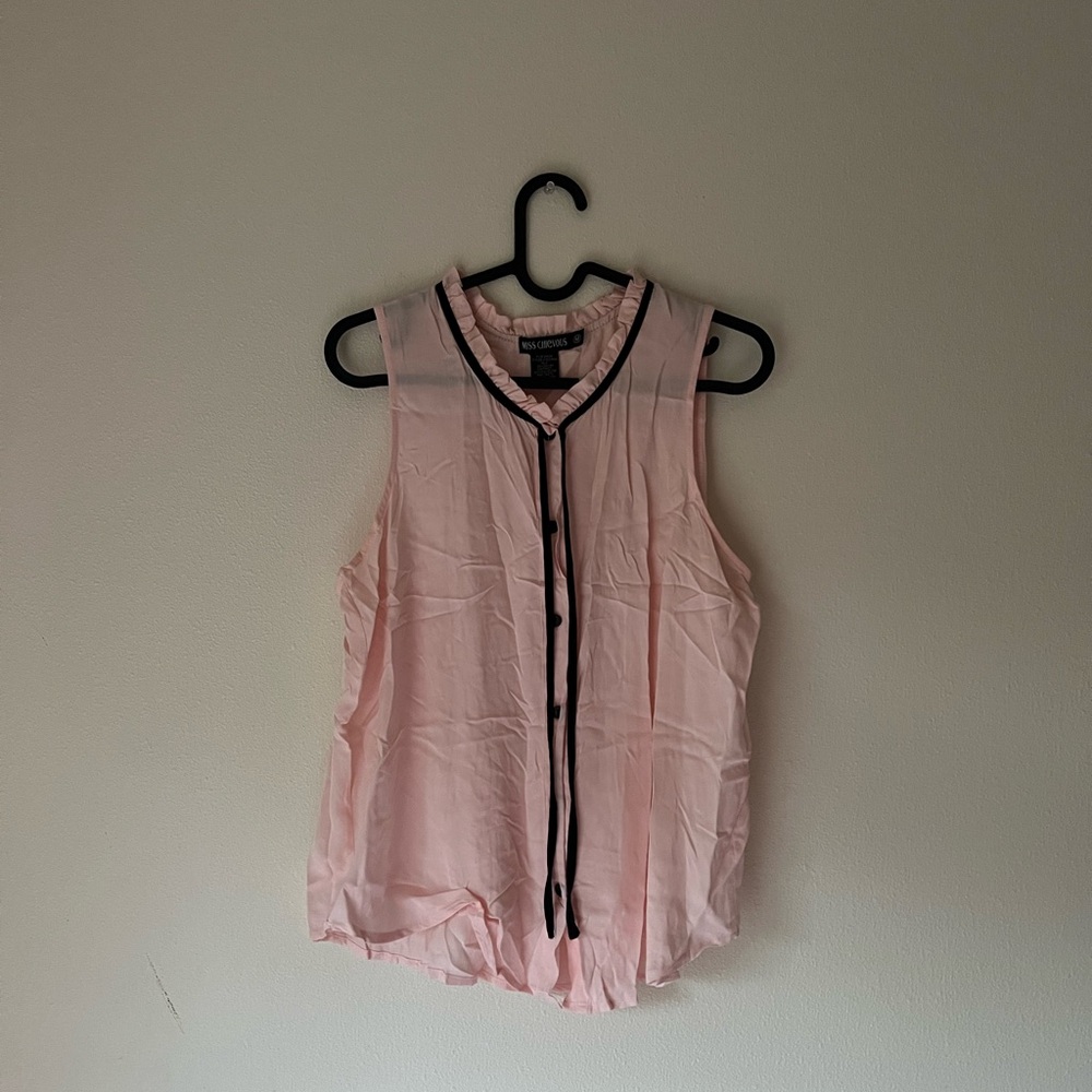 Miss Chievous Pink Sleeveless Buttoned Blouse